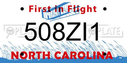 508ZI1 North Carolina License Plate