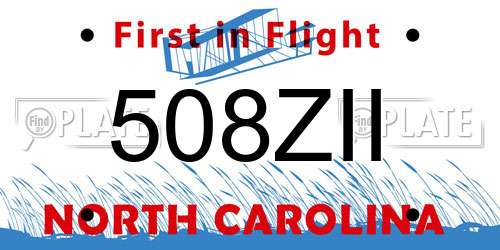 508ZII North Carolina License Plate