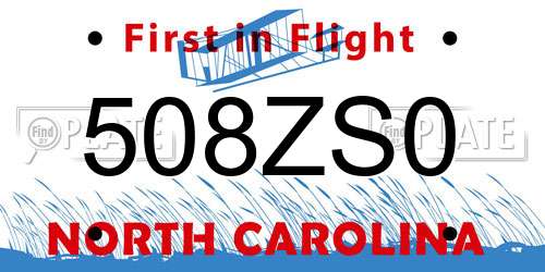 508ZS0 North Carolina License Plate