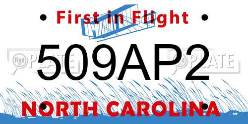 509AP2 North Carolina License Plate