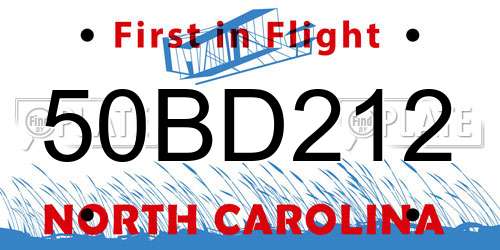 50BD212 North Carolina License Plate