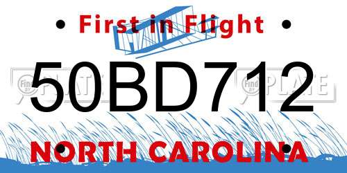 50BD712 North Carolina License Plate