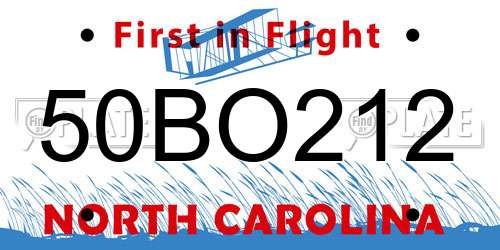 50BO212 North Carolina License Plate