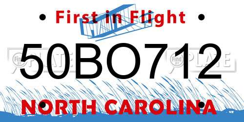 50BO712 North Carolina License Plate