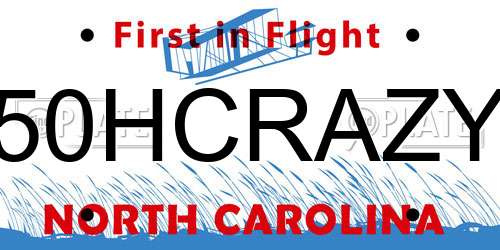 50HCRAZY North Carolina License Plate