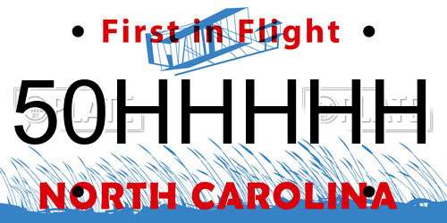 50HHHHH North Carolina License Plate