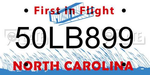 50LB899 North Carolina License Plate