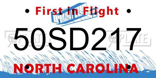 50SD217 North Carolina License Plate