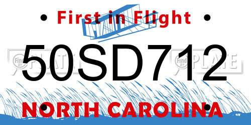 50SD712 North Carolina License Plate