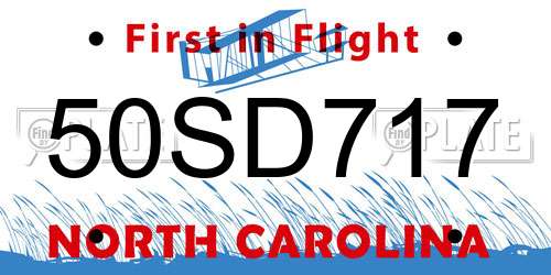 50SD717 North Carolina License Plate