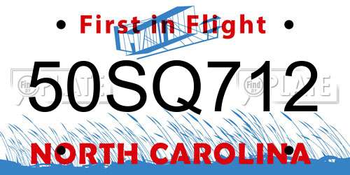 50SQ712 North Carolina License Plate