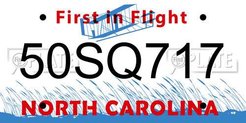50SQ717 North Carolina License Plate