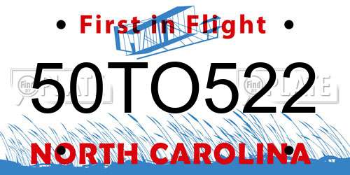 50TO522 North Carolina License Plate
