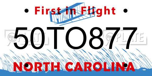 50TO877 North Carolina License Plate