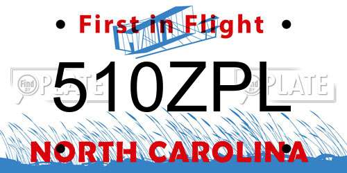 510ZPL North Carolina License Plate