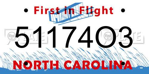 51174O3 North Carolina License Plate