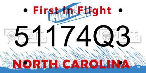 51174Q3 North Carolina License Plate