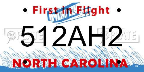512AH2 North Carolina License Plate