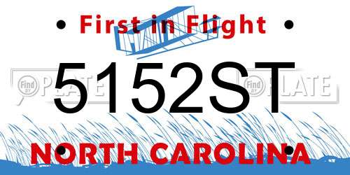 5152ST North Carolina License Plate