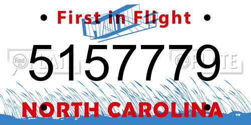 5157779 North Carolina License Plate