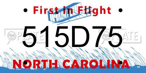 515D75 North Carolina License Plate
