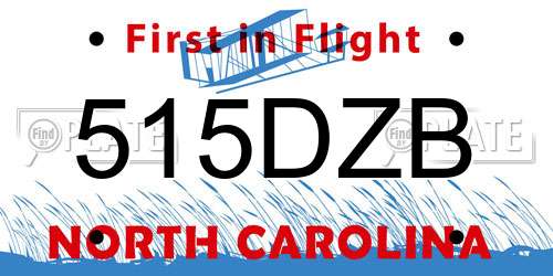 515DZB North Carolina License Plate