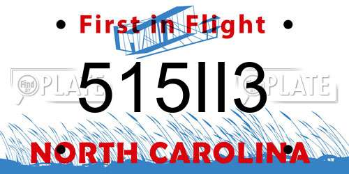 515II3 North Carolina License Plate