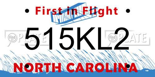 515KL2 North Carolina License Plate