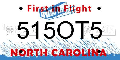 515OT5 North Carolina License Plate