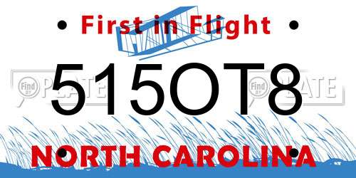 515OT8 North Carolina License Plate