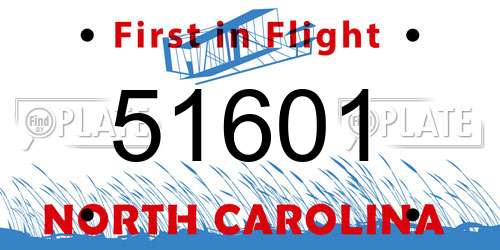 51601 North Carolina License Plate