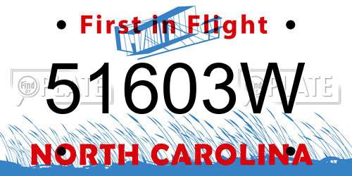 51603W North Carolina License Plate
