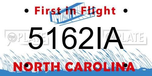 5162IA North Carolina License Plate