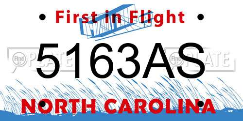 5163AS North Carolina License Plate