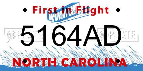 5164AD North Carolina License Plate