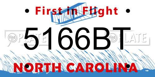 5166BT North Carolina License Plate