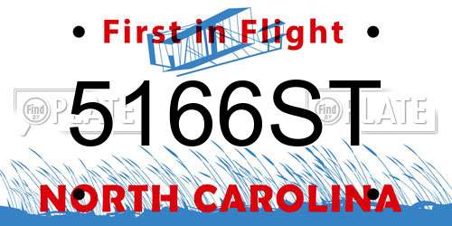 5166ST North Carolina License Plate