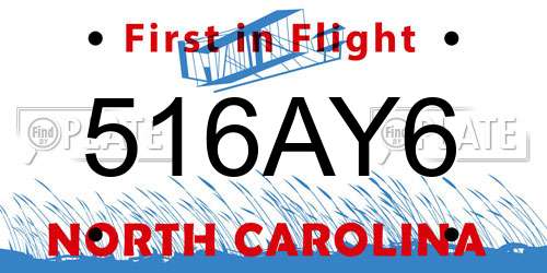 516AY6 North Carolina License Plate
