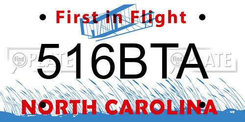 516BTA North Carolina License Plate