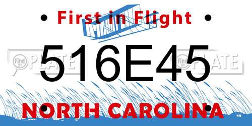 516E45 North Carolina License Plate