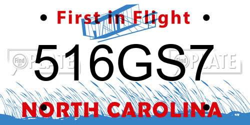 516GS7 North Carolina License Plate