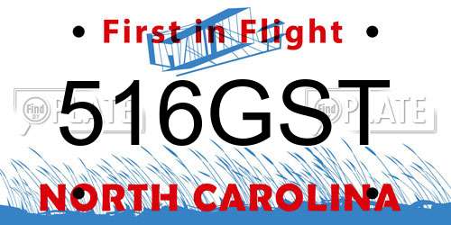 516GST North Carolina License Plate
