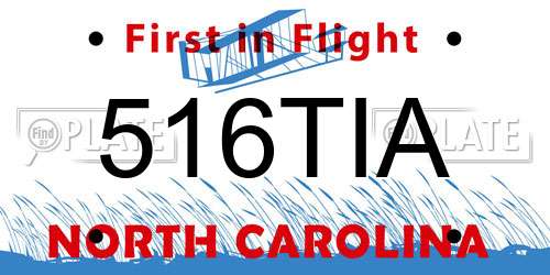 516TIA North Carolina License Plate
