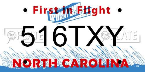 516TXY North Carolina License Plate