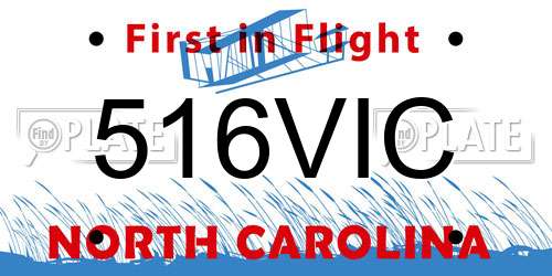 516VIC North Carolina License Plate
