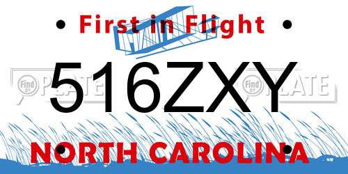 516ZXY North Carolina License Plate