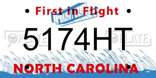 5174HT North Carolina License Plate