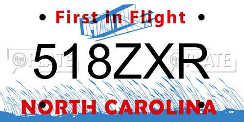 518ZXR North Carolina License Plate