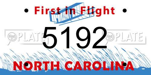 5192 North Carolina License Plate