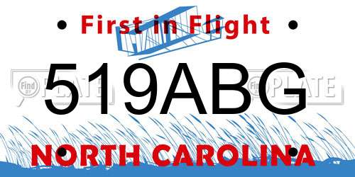 519ABG North Carolina License Plate